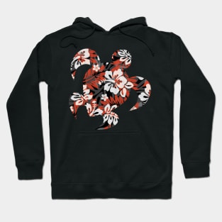 Large Hawaiian Print - Hibiscus, Plumeria, and Leaves in red and black Hoodie